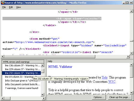 HTML Validator Screenshot