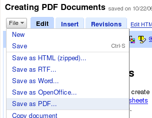 Saving Google document as PDF
